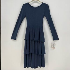 NEW Lularoe GEORGIA Solid Periwinkle Blue LLR X-SMALL Women Ruffle Dress NWT